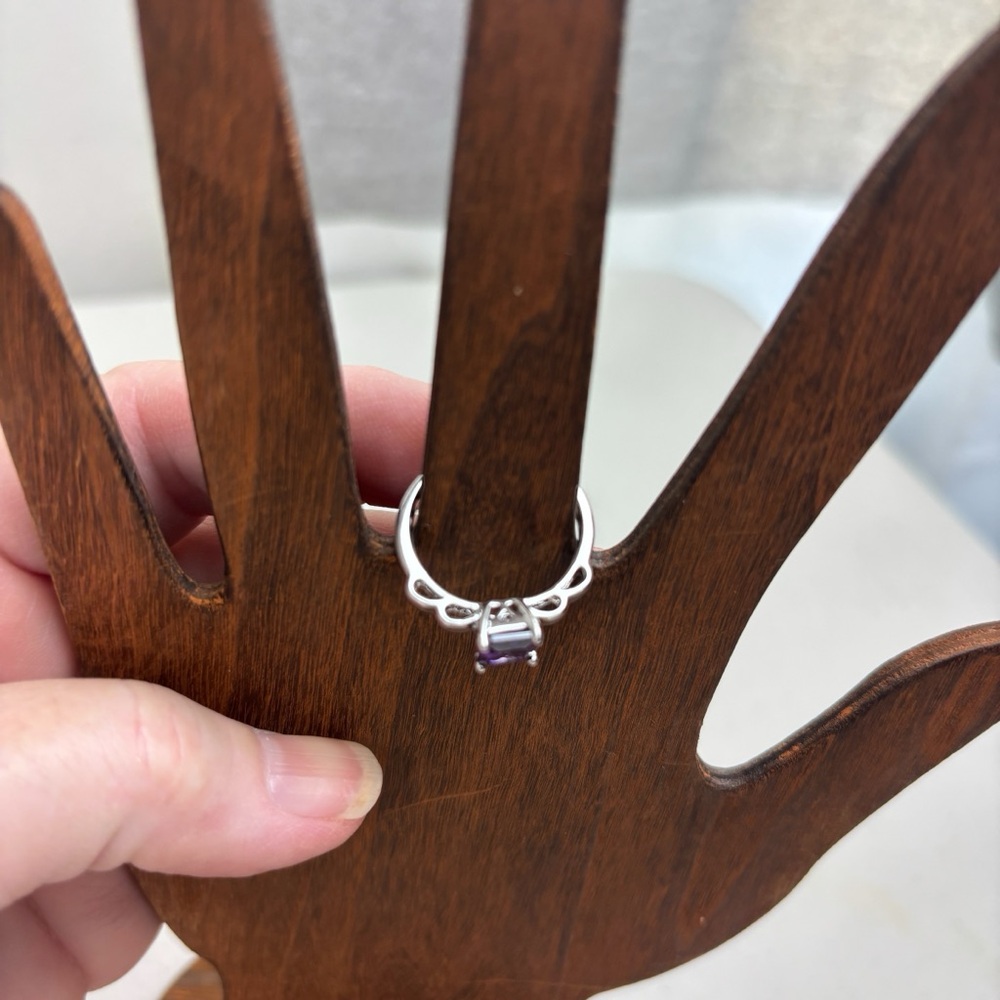Elegant Purple Silver Ring, feminine, coquette, boho, feminine, summer, fairy - Picture 2 of 11